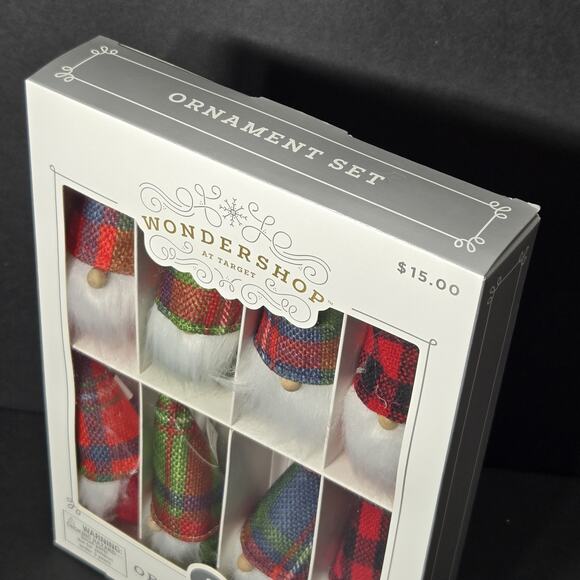 Wondershop™ - 8 piece Fabric Gnome Christmas Tree Ornament Set NEW in Box - Picture 5 of 9